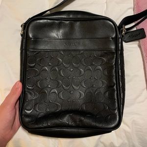 Black Leather Coach Initial Crossbody Bag